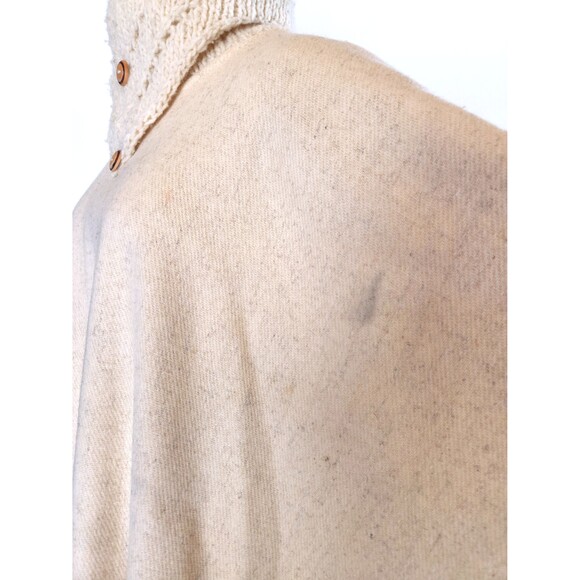 Vintage Turtleneck Wool Poncho Cape Oversized Ethnic Tribal Southwestern Fringe - Picture 6 of 6